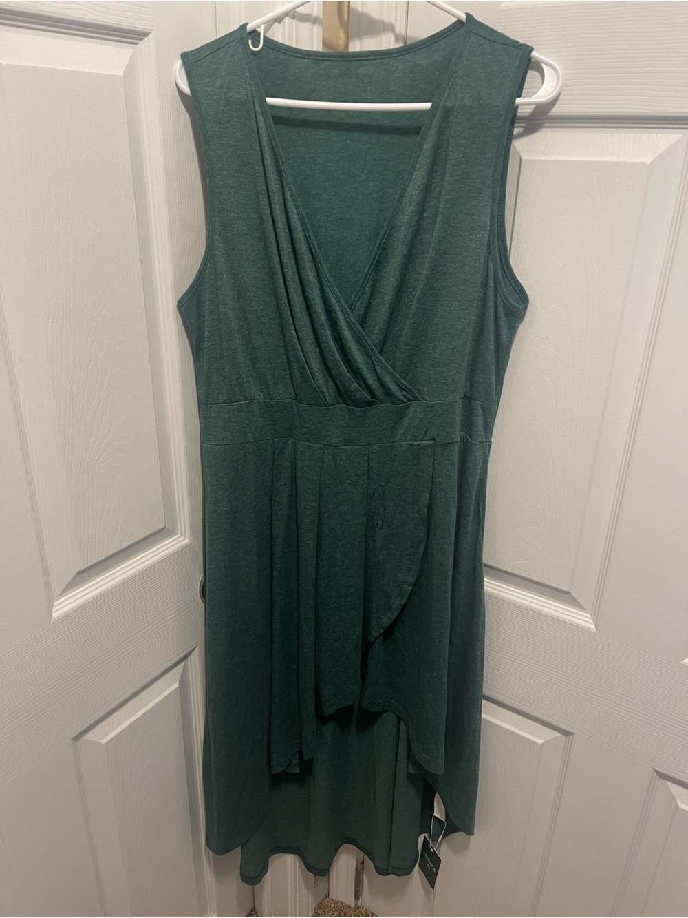 Halara Sleeveless Deep Green Faux-Wrap Women's Dress
